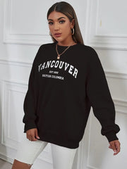 Deep Black Color Women's Comfortable Graphic Print Sweatshirt